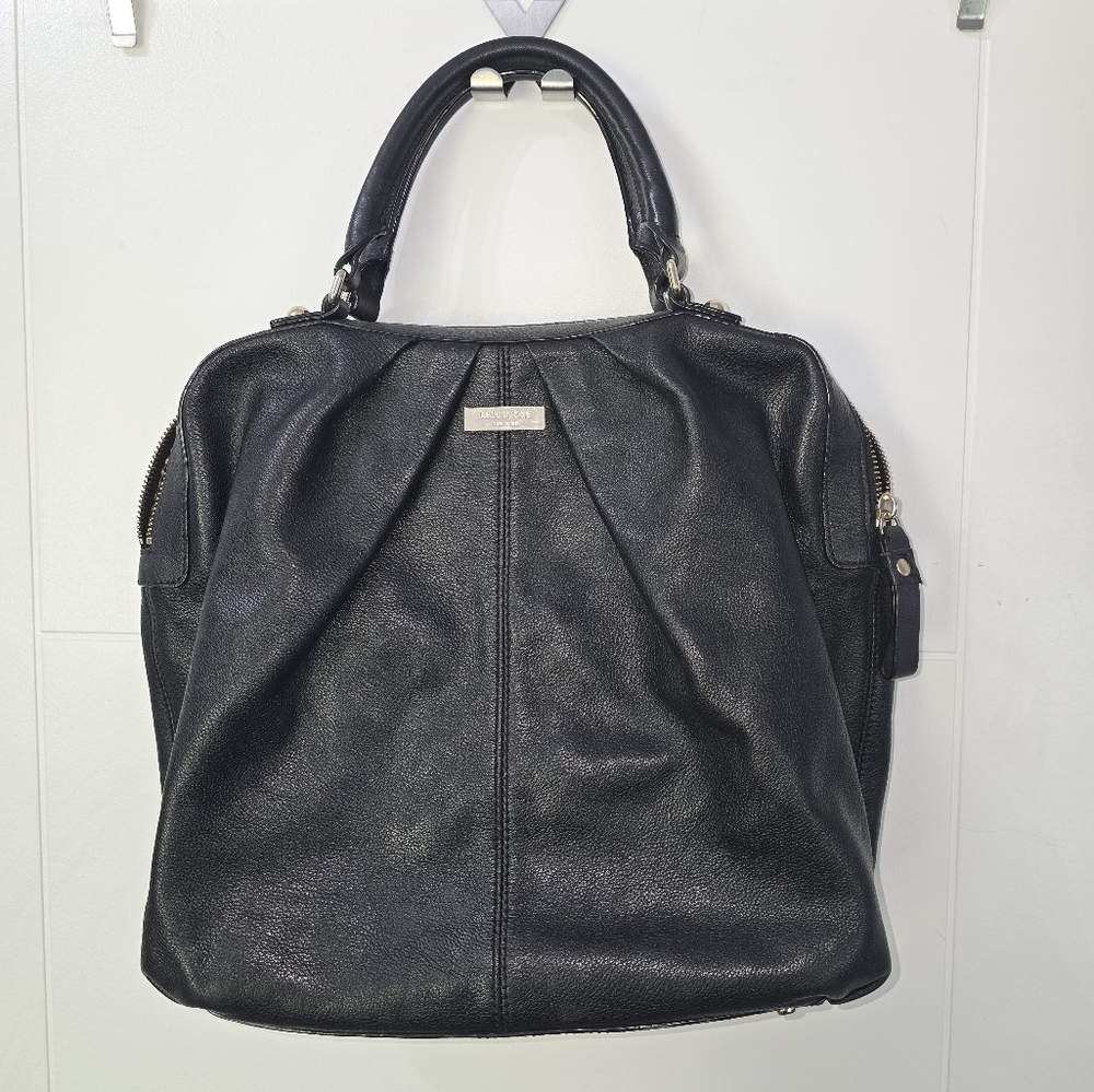 KATE SPADE Large Black Leather CAMILLE Top Handle Satchel XBody BOHO